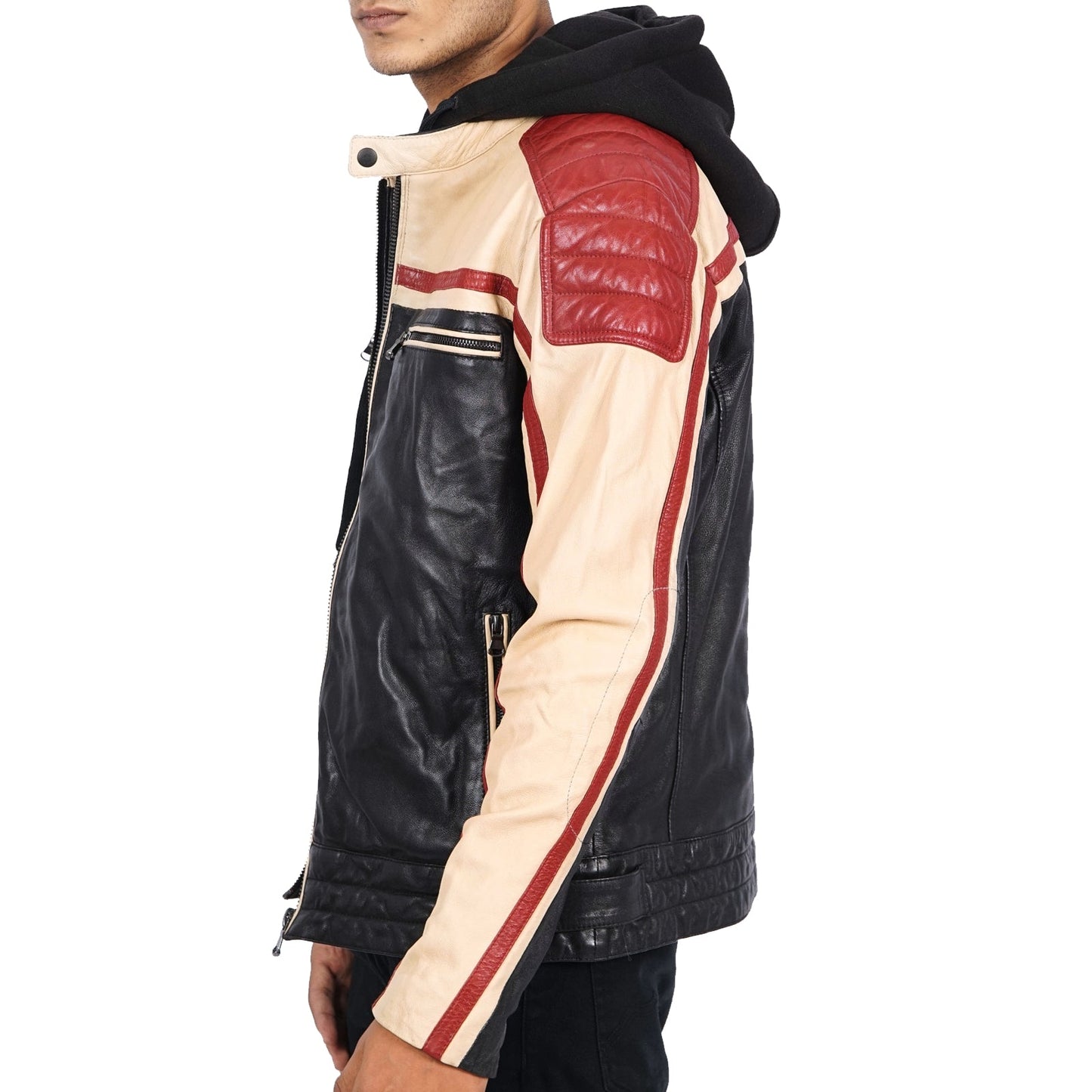 Top Damian Multi Colour Biker Leather Jacket