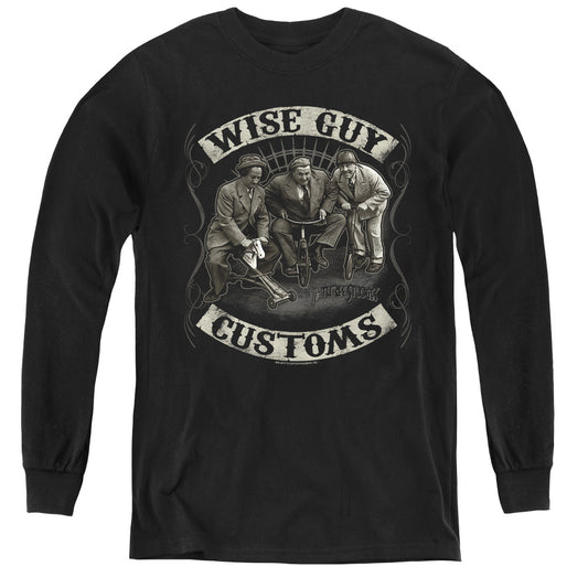 Three Stooges & Wise Guy Customs Youth Long Sleeve T-Shirt, Black