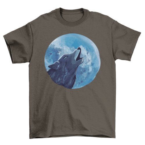 Wolf howling illustration t-shirt