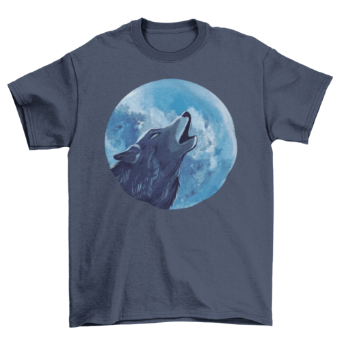 Wolf howling illustration t-shirt