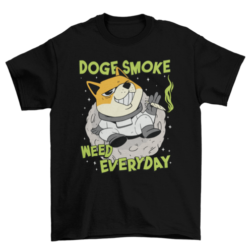 Doge smoking weed in space t-shirt