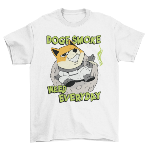 Doge smoking weed in space t-shirt