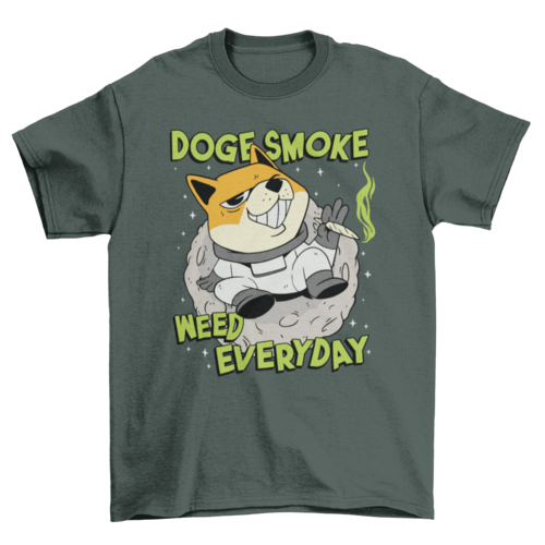 Doge smoking weed in space t-shirt