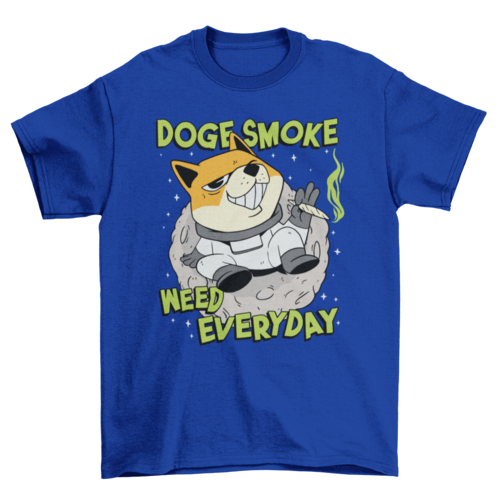 Doge smoking weed in space t-shirt