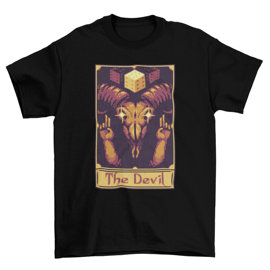 Pixel tarot card devil t-shirt