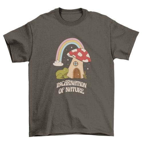 Mushroom house and frog t-shirt