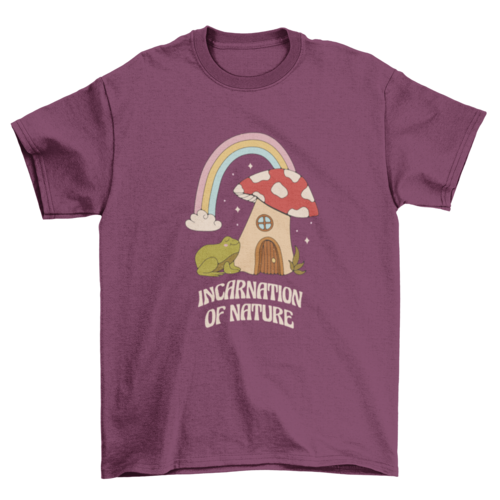 Mushroom house and frog t-shirt