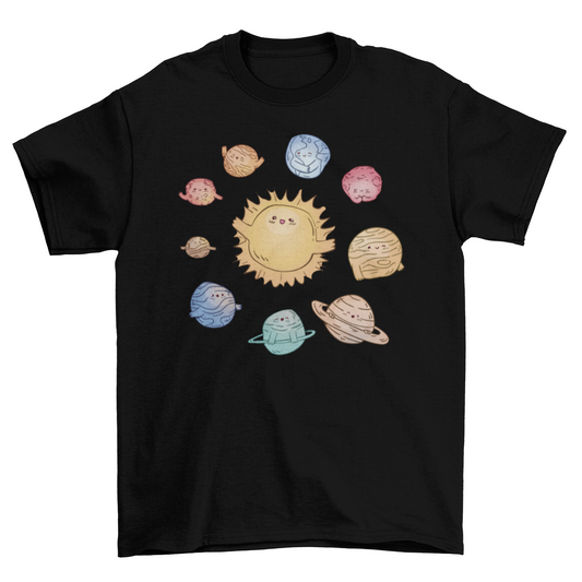 Cute solar system with planets t-shirt