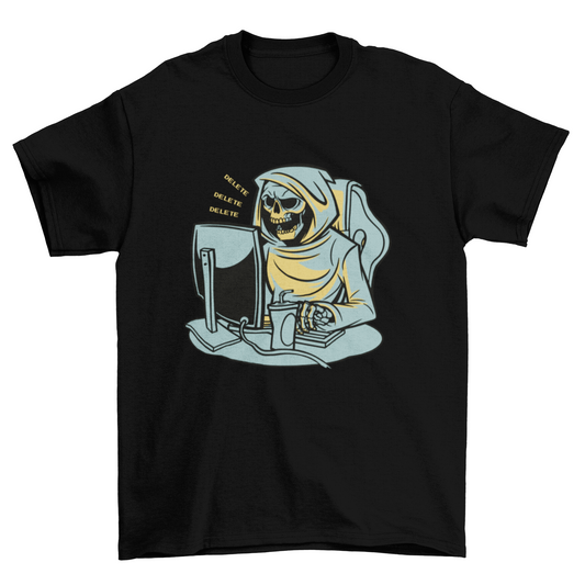 Grim Reaper working from home t-shirt