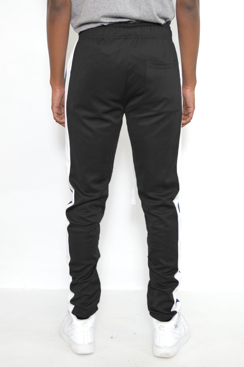 SLIM FIT TRACK PANTS- BLACK/ WHITE