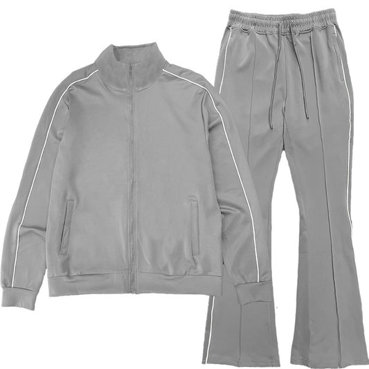 Flare Stacked Track Suit Matching Jacket and Pants Track Sweat Set