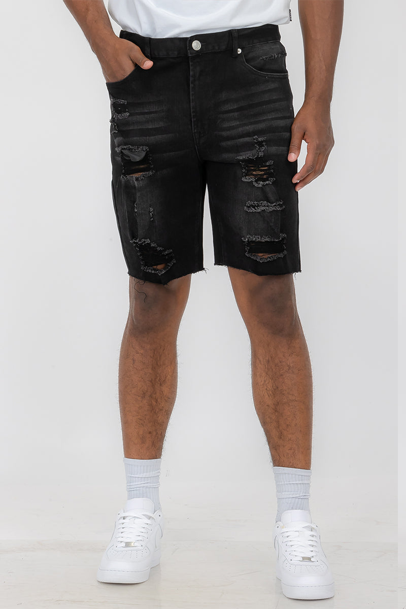 Mens Distressed Denim Shorts